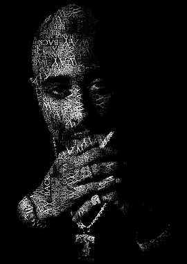 Tupac Shakur Text Art Portrait