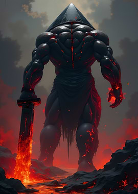 Demonic Warrior with Fiery Sword