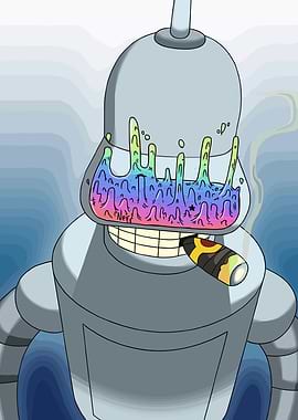 Bender with Rainbow Brain and Cigar