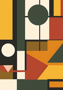 Abstract Geometric Composition with Circles and Rectangles