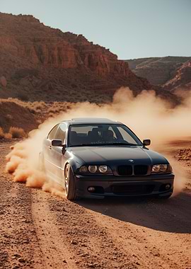 BMW Drifting in Desert Dust