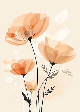 Watercolor Poppies Floral Art