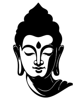 Black and White Buddha Face