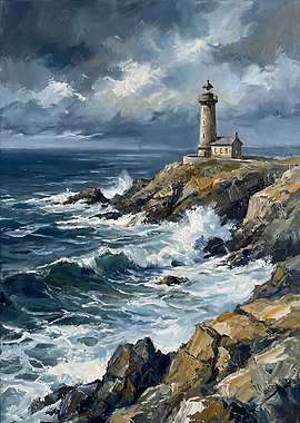 Lighthouse on a Rocky Coast