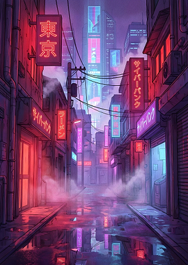Cyberpunk Tokyo Alley at Night