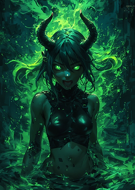Demonic Woman in Green Energy