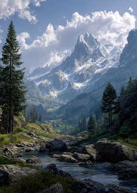 Majestic Mountain Valley with River