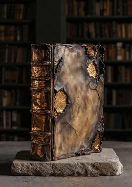 Kintsugi Burnt and Gilded Book Sculpture