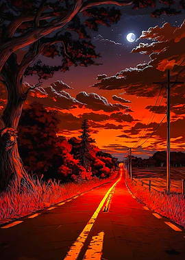 Dramatic Sunset Road