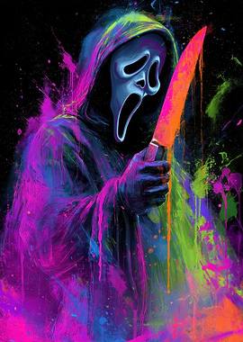 Ghostface with Neon Splatter