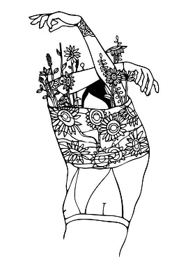 Woman with Flowers Growing from Body