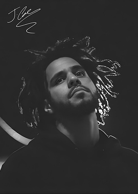J. Cole Portrait with Signature