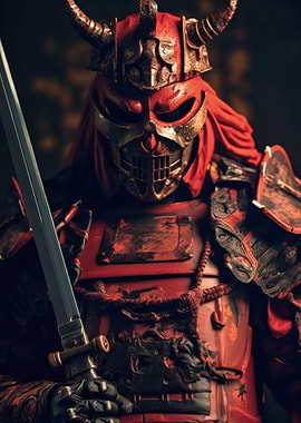 Red Samurai Warrior with Sword