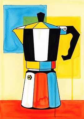 Geometric Moka Pot Painting