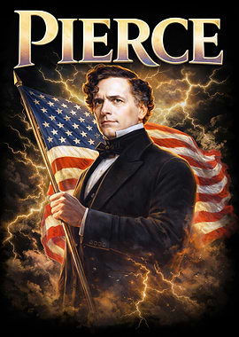 Franklin Pierce – U.S. President Patriotic American Flag Portrait Wall Art