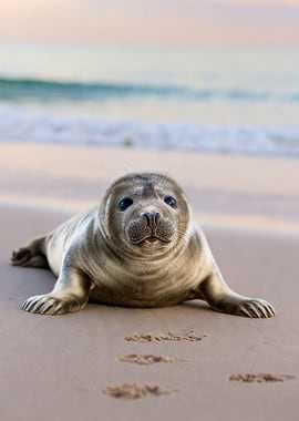 Cute Seal on a Sandy Beach