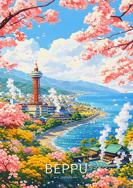 Beppu, Japan Cherry Blossom Scenery