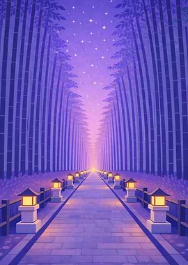 Starlit Bamboo Path