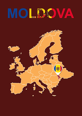 Map of Moldova in Europe