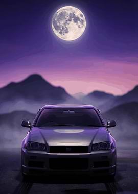 JDM R34 Legend Moonlight Night