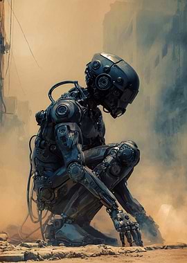 Sad Robot in a Dusty City