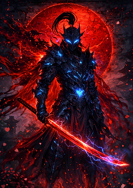 Dark Knight with Fiery Katana