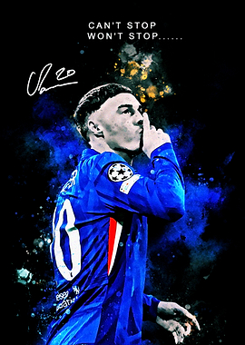 Footballer with 'Can't Stop Won't Stop' Palmer