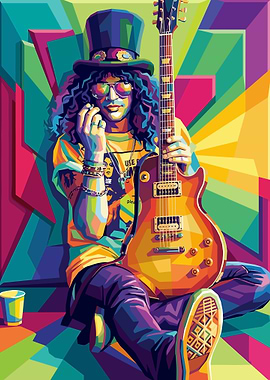 Slash with Guitar Pop Art