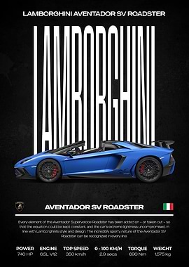 Lamborghini Aventador SV Roadster Poster