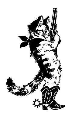 Cowboy Cat with Gun and Boots