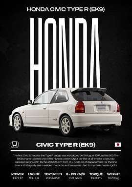 Honda Civic Type R EK9 Poster