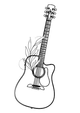 Acoustic Guitar with Floral Elements