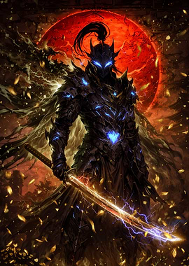 Dark Warrior with Glowing Katana