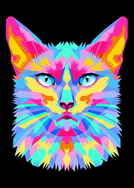 Colorful Geometric Cat Portrait