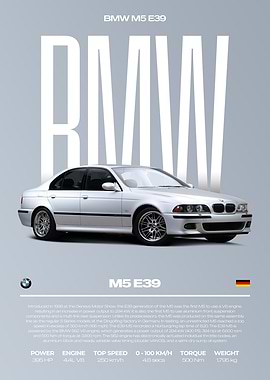 BMW M5 E39 Car Poster