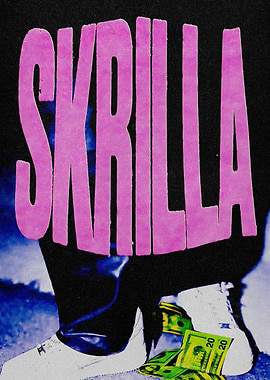 Skrilla Text with Money and Sneakers