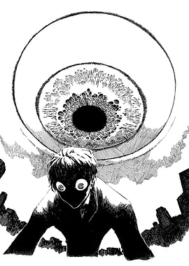 Eye on Man in Cityscape