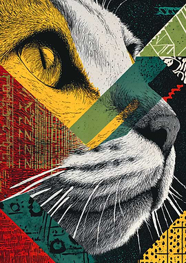 Abstract Geometric Cat Face Art
