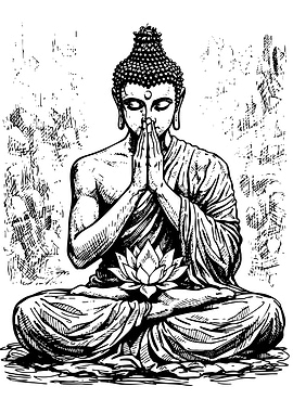 Meditating Buddha with Lotus Flower