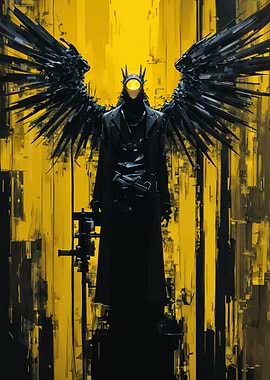 Dark Angel with Black Wings