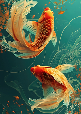 Two Koi Fish Swimming