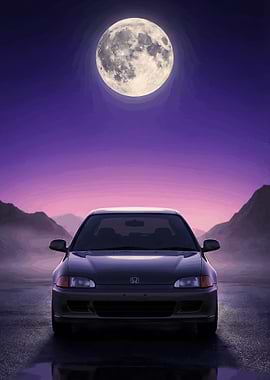 Japanese Compact Street Civic EG6 Car Moonlight
