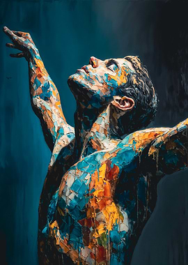 Textured Male Figure Mosaic Painting