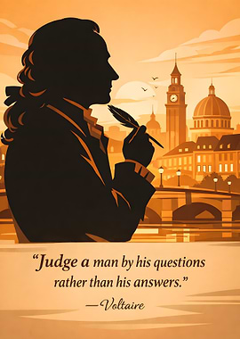 Voltaire Silhouette with Cityscape