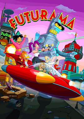 Futurama Characters in a Spaceship