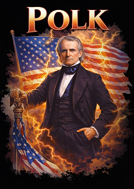 James K. Polk – U.S. President Patriotic American Flag Portrait Wall Art