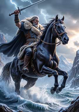 Viking Warrior on Horseback