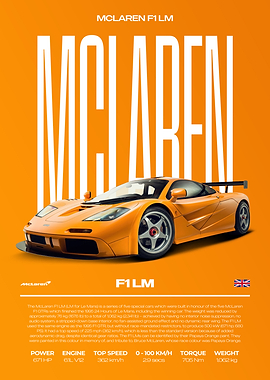 McLaren F1 LM Car Poster