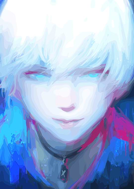 Anime Boy with White Hair and Blue Eyes