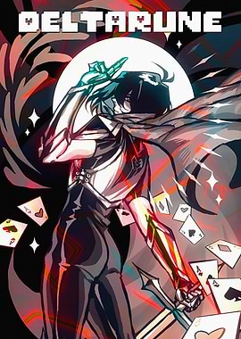 Kris from Deltarune with Cards